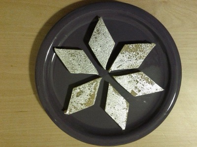 Kaju katli barfi with silver leaf