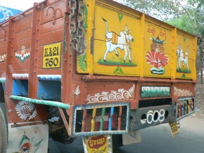 Painted tailgate of an Indian truck